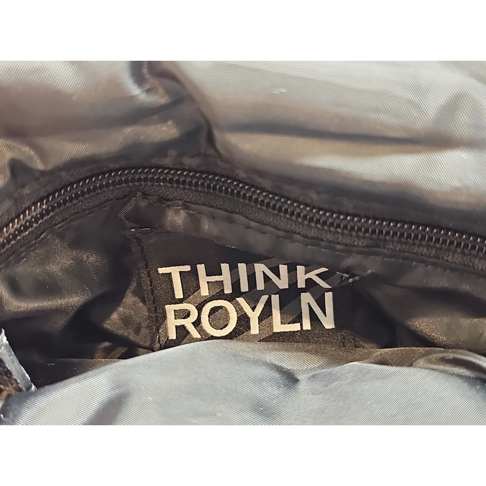 Think Royln Nylon Quilted Striped Adjustable Strap Small Shoulder Handbag Gray - Picture 6 of 8